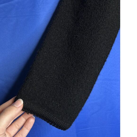 Vintage Womens 100% Wool Tailored Black Chunky Knit 90s Cardigan Quiet Luxury L - Picture 6 of 9